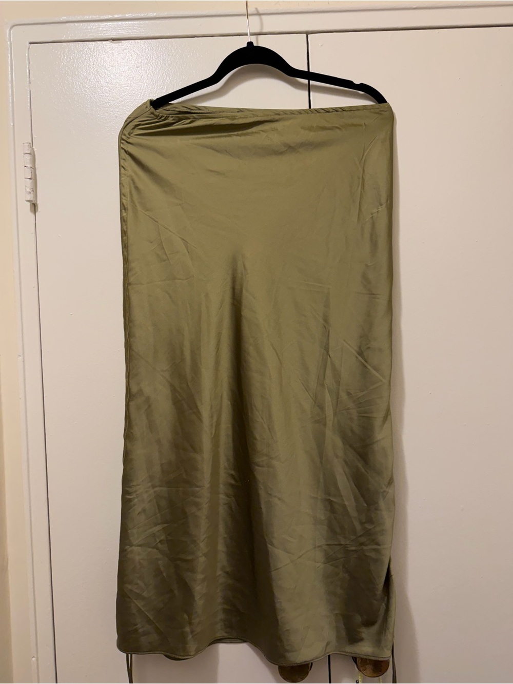 JLUXLABEL Olive Satin Maxi Skirt